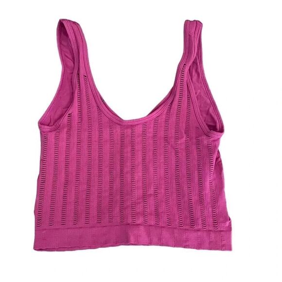 Urban Outfitters Fuschia Purple Ribbed Round Neck Cropp Tank Top XS - Picture 4 of 5